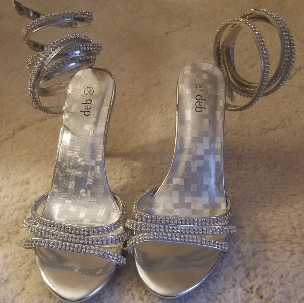 Jeweled Ankle Wrap Heels